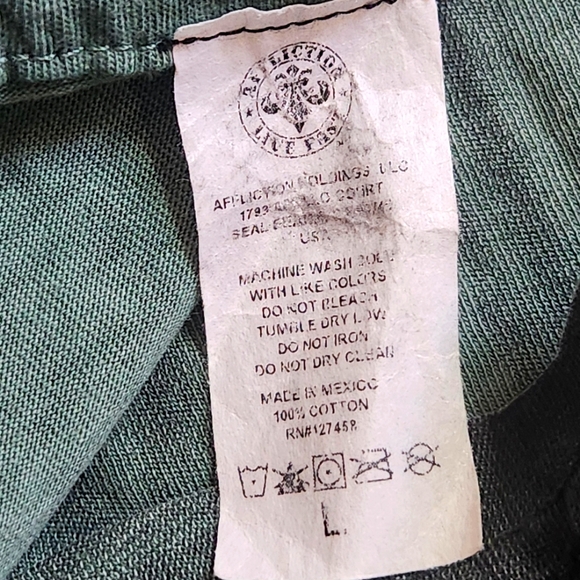 Affliction Briessa baby tee green braided cut out beaded size large - Picture 11 of 11